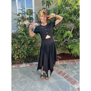 BIBHU MOHAPATRA x RTR Black Poplin Fringe Western Mid Cutout Dress Size 8